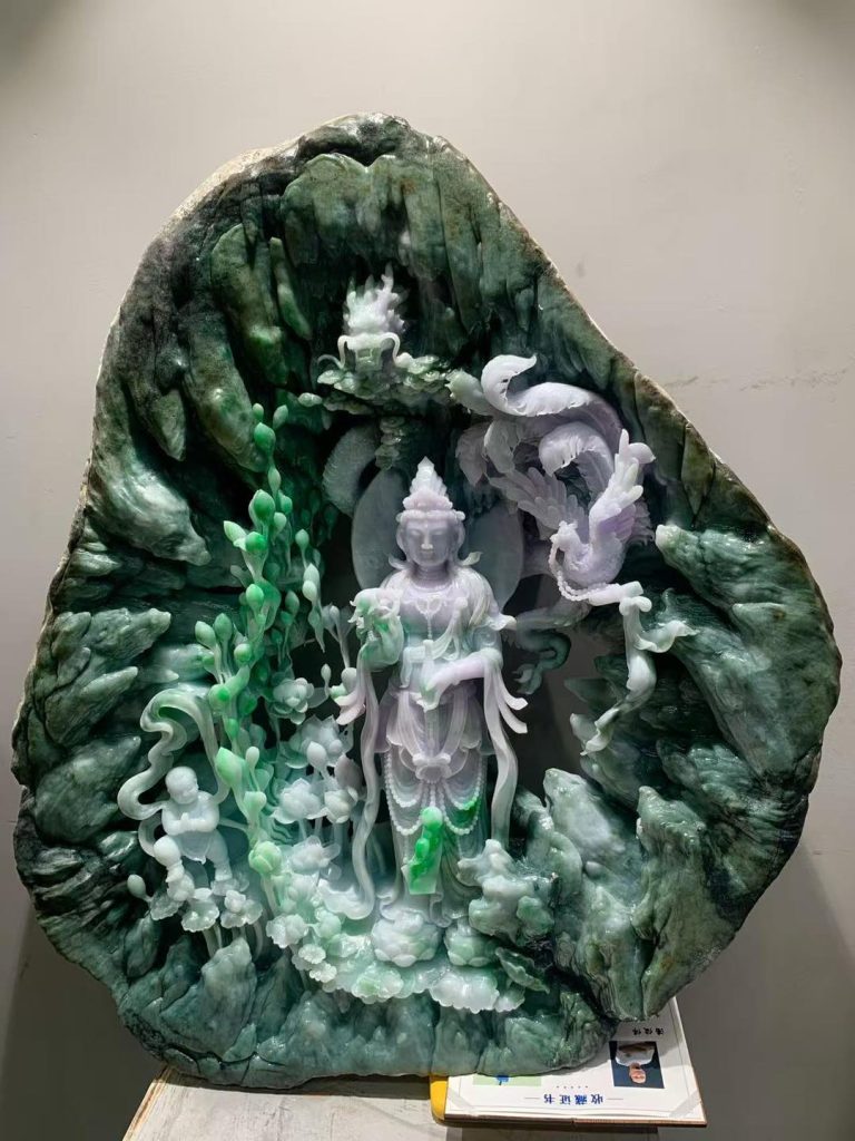 翡翠龍鳳觀音雕件 金時代空間珍品