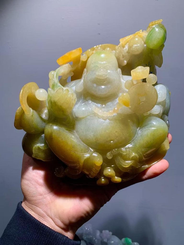 黃翡彌勒佛翡翠雕件 金時代空間珍品