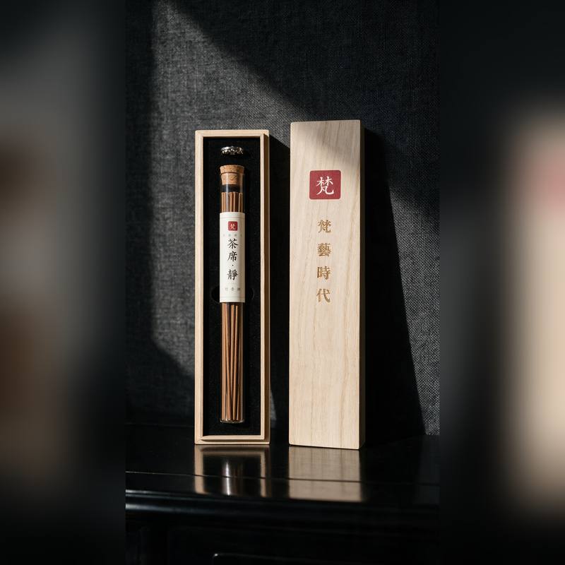 梵藝時代 茶席·靜 檀香調天然臥香 19.5cm 玻璃管桐木盒